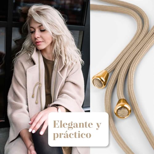 moex Unleash para Samsung Galaxy Grand Prime – Cadena para teléfono móvil con mosquetón y correa para el cuello – Collar para teléfono con almohadilla para fundas – Cadena para colgar en color beige