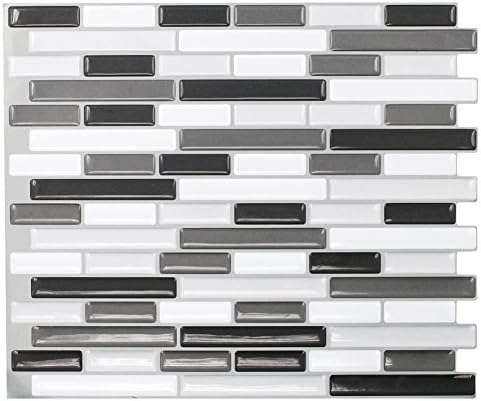 Juneslife Vinyl Wall Tiles Peel and Stick 3D Wall Tiles Self Adhesive Wall Tiles Fireproof and Waterproof Brick Wallpaper for TV Backdrop Bathroom Kitchen Bedroom DIY Furniture 12''x12'' 6 pcs
