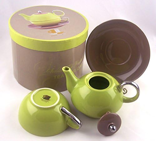 Yedi Houseware Classic Coffee and Tea Siena Tea For One with Saucer, Green/Brown by Yedi Houseware