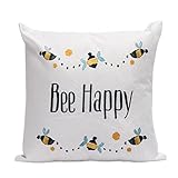 YANGYULU Multicolor Letters White Linen Home Decorative Throw Pillow Case Sofa Cushion Cover 18