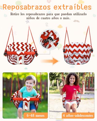 PLMUYY Ajustable Columpio para niños, Doble protección de Seguridad, Incluye Bolsa de Almacenamiento, 2 Pernos de Expansión, Soporta hasta 100 kg, para niños a Partir de 6 Meses