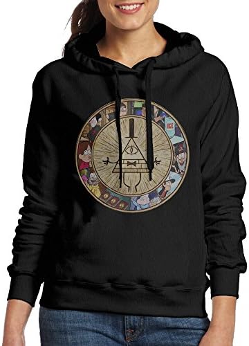 Bill Cipher Gravity Falls Women's Lightweight Pullover Hooded Sweatshirt Black