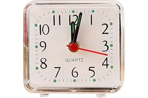 1Pc White Square Small Bed Compact Travel Quartz Beep Clock Fashion Rabbit Bedside Multi-Function Practical and Fashion (Not 