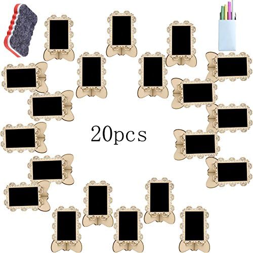 Lesirit Mini Chalkboards with Wooden Border Message Board for Weddings &amp; Celebrations Decoration (20 pcs, C, Rectangle)