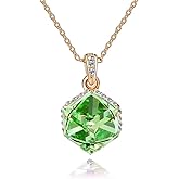 EVEVIC Color Changing Cubic Austrian Crystal Pendant Necklaces for Women 14K Gold Plated Hypoallergenic Jewelry