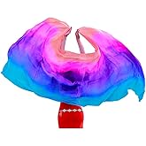 Nimiman Women 100% Real Silk Belly Dance Veils Dancing Hand Scarves Gradual Color Adult Size