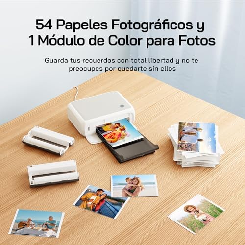 Impressora instantânea de fotografias de 54 folhas (4 x 6 polegadas), compatível com ligação WiFi, aplicações criativas de edição de fotos, para smartphones iOS/Android