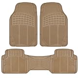Beige Nibbed Rubber Floor Mats Front & Rear 3Pc with Runner Liner