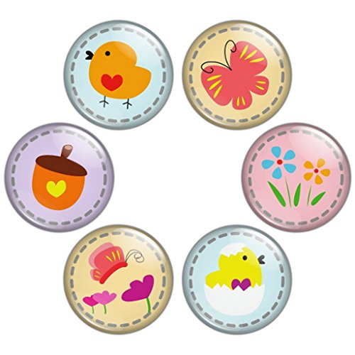Button Bistro Girls' Pastel Spring 1.25 inch (32 mm) Pinback Button Set Badges Pins