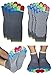 Deluxe Non Skid Anti Slip Full Toe Yoga Barre Pilates Socks with Grips for Men Women (3-Pair: Grey Full Toe, M: Shoe Size 6-8)