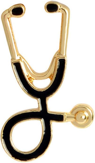 Flybloom Retro Metal Stethoscope Brooch Cartoon Brooch Alloy Collar Pins Badge Shirt Jackets Coats Tie Hats Caps Backpacks Accessorie,Gold Color