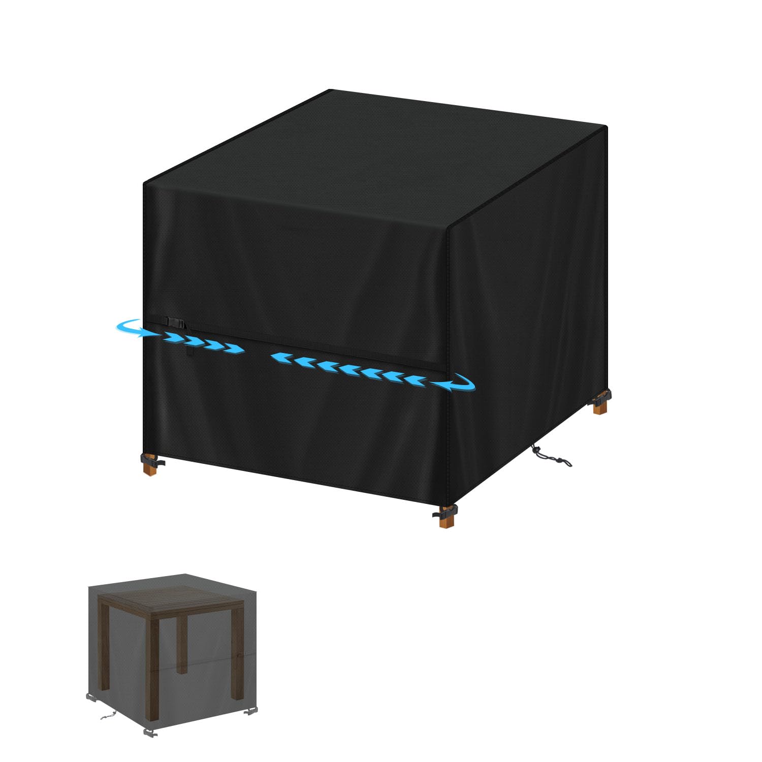 SIMPHAUS Outdoor Table Covers Waterproof Glass Garden Table Cover for Fire Pit,Patio Coffee Table Cover,Cube Garden Furniture Covers UV Resistant 90x90x90cm