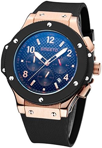Men's Luxury Watches Chronograph 24 Hr Indicator Military Sports Watches Silicone Band