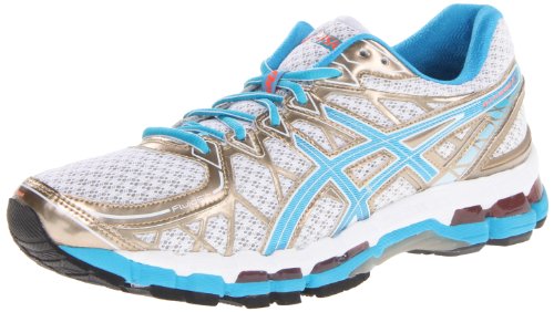 ASICS Women's Gel Kayano 20 Running Shoe,White/Island Blue/Electric Melon,13 M US