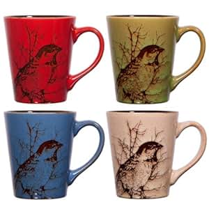 Amazon.com | Home Essentials Coffee Bird 13oz Round Mug, Multicolor