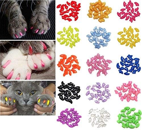 JOYJULY 100pcs Cat Nail Caps Pet Cat Claw Kitty Caps Control Soft Paws of 5 Different Colorful Nail Covers for Cats+ 5 Adhesive Glue+3 Applicator with Instruction - Image 3