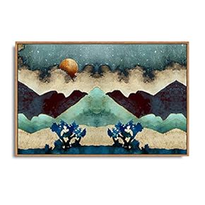 Framed Canvas Home Artwork Decoration Abstract Mountain Nature Scenery Canvas Wall Art for Living Room, Bedroom - 16x24 inches