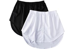 2PACK Shirt Extender For Women Adjustable Layering Top Lower Elastic Waist Half Slips Sweep Half Length Skirt