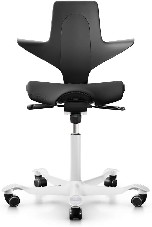 HAG Ergonomic Saddle Chair Capisco Office Desk Chair (Puls Plus, Black Seat on Silver Base)