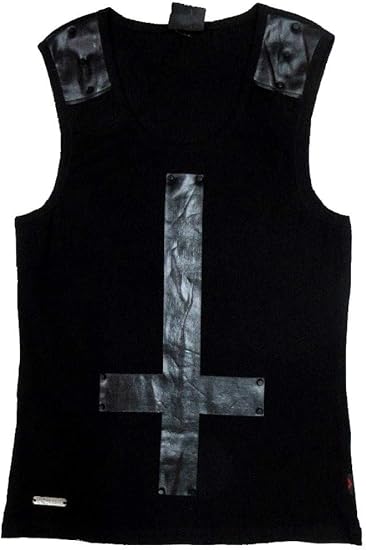 Amazon クイーンオブダークネス Queen Of Darkness テレコ タンクトップ メンズ 服 丸鋲付き 逆十字 黒 Xl タンクトップ 通販