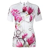 QinYing Women Breathable Cycling Jersey Red Flower Shirt Short Sleeve