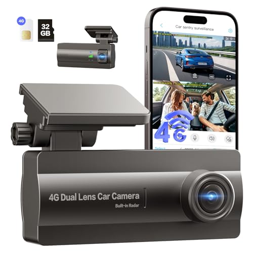 NUASI 4G LTE Dash Cam Car Front and Rear Camera 2K/1080P | 32GB SD Card Included, with 24/7 Parking Modes, GPS, OBD, G-Sensor, APP Alert, Night Vision, Two-Way Audio