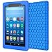 MoKo Case for All-New Amazon Fire HD 8 Tablet (7th Generation, 2017 Release Only) - [Honey Comb Series] Light Weight Shock Proof Soft Silicone Back Cover [Kids Friendly] for Fire HD 8, BLUE
