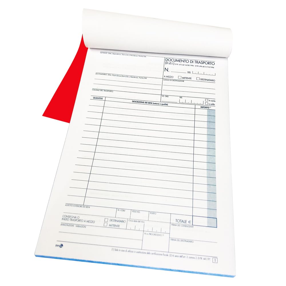 BM BeMore Mod 270.3, 0100401, Transport Document Sender-Recipient-Carrier, Self-Limiting Paper Three Copies 50+50 Sheets, Size 15 cm x 22.5 cm, Pack of 5
