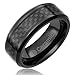 Cavalier Jewelers 8MM Jewelry Grade Black Ceramic Ring Wedding Band with Black Carbon Fiber Inlay