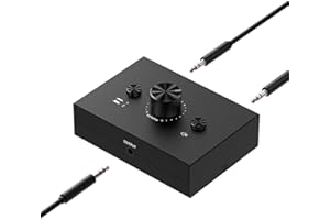 Y.D.F 3.5mm Stereo Audio Switch (2 in 1 Out) Audio Switcher Passive Speaker Headphone Manual Selector Splitter Box Audio Sharing for PC Phone Laptop Headphone