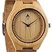 Woodgrain Bamboo Wooden Watch with Genuine Brown Cow Leather Strap Quartz Analog Casual Wood Watches