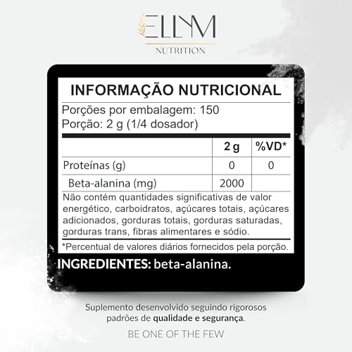 Beta Alanina Pura 300g ELLYM NUTRITION Performance Para Treino e Recuperação Muscular Pós Treino
