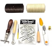 Gcircus 1set (9pcs) Leather Carft Hand Basic Hand Stitching Sewing Tool Set Kit Seam Ripper Thread Awl Waxed Thimble