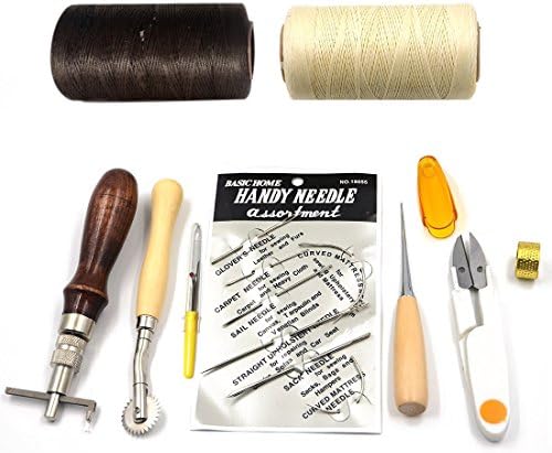 Gcircus 1set (9pcs) Leather Carft Hand Basic Hand Stitching Sewing Tool Set Kit Seam Ripper Thread Awl Waxed Thimble