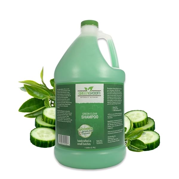 GREEN GROOM GREEN CLEAN DOG SHAMPOO, 1 GALLON – PLANT BASED INGREDIENTS, 50:1 CONCENTRATED, MOISTURIZES DRY ITCHY SENSITIVE SKIN, ANTIOXIDANT RICH, PROFESSIONAL GRADE