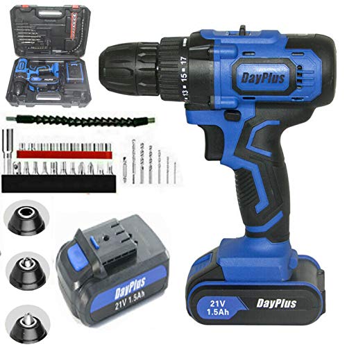 Akkuschrauber Bohrschrauber 21V System 2x1500mAh Akku Tragetasche (inkl. 2xAkku + schnell Ladegerät) 29tlg.-Zubehör-Set…