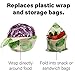 Green Estate Reusable Beeswax Wrap and Mesh Produce Bag Bundle - 4 Pack Food Storage Wrap + 4 Mesh Produce Storage Bags - Eco-Friendly, Plastic Free, Sustainable (Tropical Leaves)