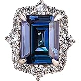 Viyuroyk 925 Sterling Silver Shining Pearl Rings Wedding ring Engagement ring CZ Ring Emerald cut rings Diamond Rings Women jewelry rings statement