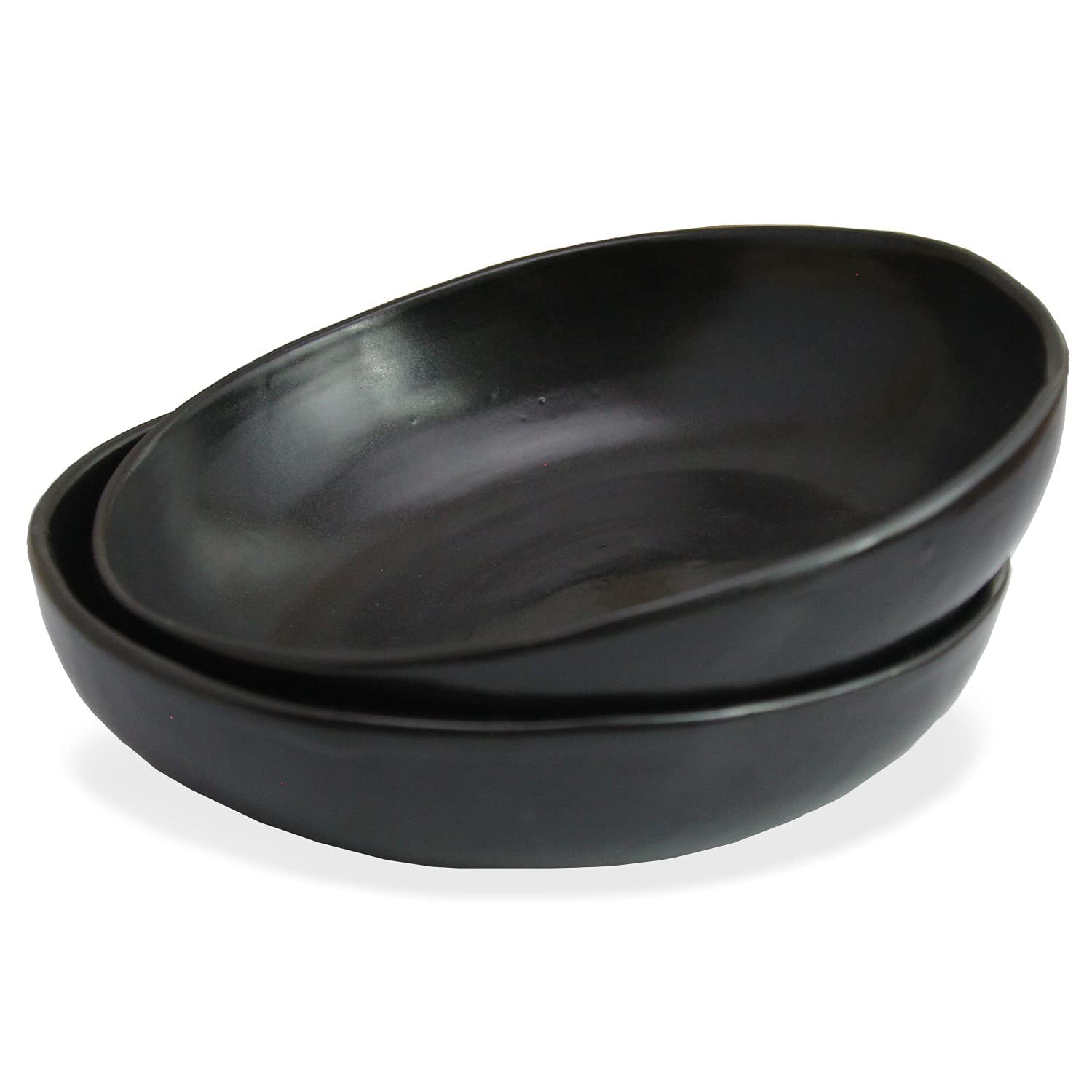 Photo 1 of roro 8-Inch Handmade Ceramic Pasta Bowls, Semi-Matte Black (Set of 2) – Artisan Quality, Ceramic Serving Bowls, Perfect for Pasta, Salad, Cereal, Noodles – Microwave, Oven & Dishwasher Safe