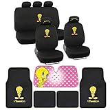 BDK Tweety Seat Cover, Carpet Floor Mat and Sun Shade - Warner Brothers 14 Piece Full Interior Protection Auto Accessories