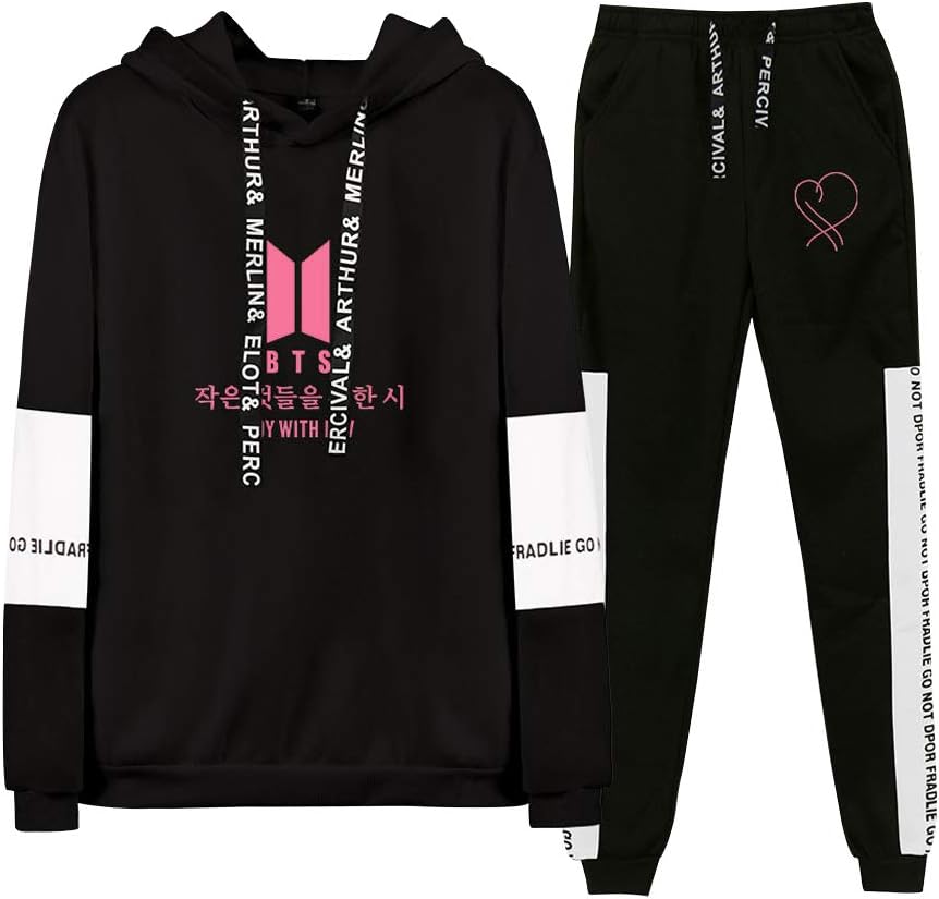 SISAY Kpop BTS Tracksuit Two Piece Unisex Hoodie and Pants Gym Wear