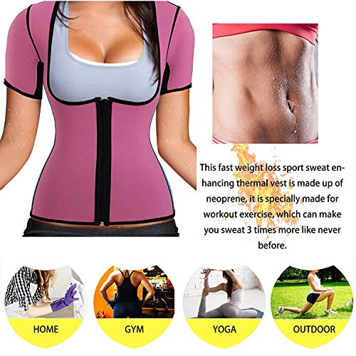 Optlove Women's Neoprene Sauna Shirt Sweat Vest Hot Thermal Gym Tank Corset Suit Exercise Fitness Top Body Shaper with Sleeves Weight Loss - Thumbnail 5