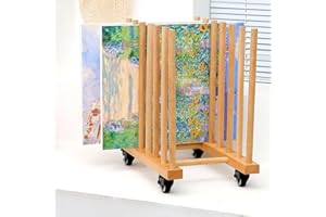 YIVIVEN Art Storage Rack with Wheels, Artwork Storage, Art Drying Rack, Art Canvas Storage, Drawing Board Storage Rack, Frame, Panel, Art Storage Organizer(11.8"x21.6"x19.5")