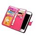 Joopapa iPhone 7 Case, iPhone 7 Wallet case, Pu Leather Magnet Stand Wallet Credit Card Holder Flip Case Cover Built-in 9 Card Slots Case for Apple iPhone 7 (Pink)
