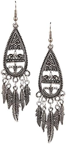 Castle StreetBoho Antique Non-precious Metal Alloy Dangle Earring for Women, Silver