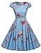 ACEVOG Women's 1950s Cap Sleeve Swing Vintage Floral Party Dresses Multi Colored
