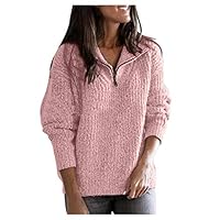 Amlaiworld Women Plus Size Sweater Winter Fashion Plush Pullover Long Sleeve Holiday Solid Sweatshirt Top Blouse Pink