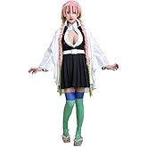 miccostumes Women's Costume Anime Cosplay Uniform Plain White Haori Short Pleated Skirt with Thigh-high Socks