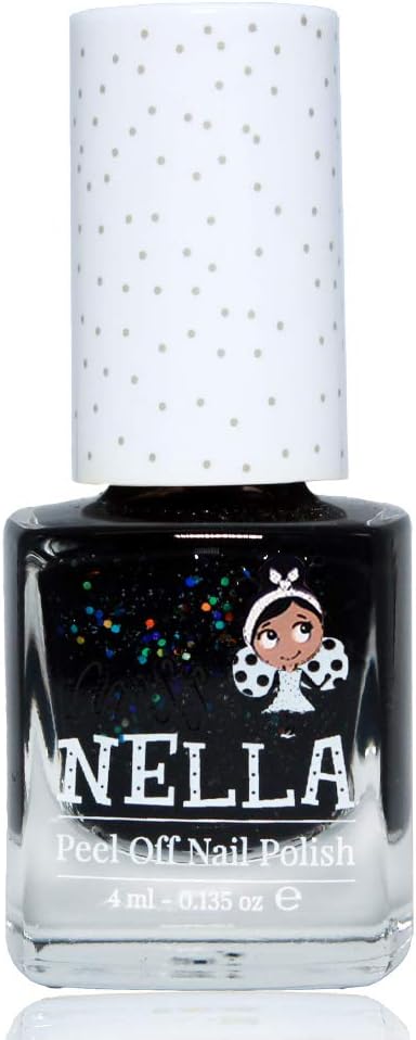 Miss Nella SURPRISE PARTY- Safe Special Black Glitter Nail Polish for Kids Non-Toxic & Odour Free Formula for Children and Toddlers Natural Water Based for Easy Peel Off - Image 3