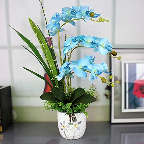 xgruisi Artificial Flower Butterfly Orchid & Vase Suitable For Wedding Party Office Restaurant Christmas - Blue